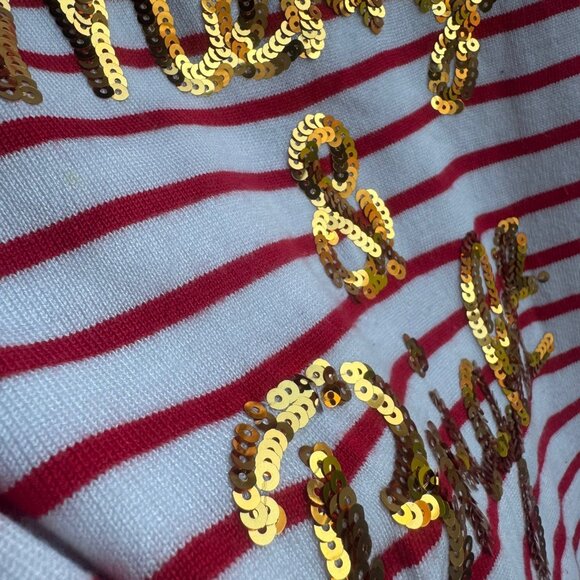 Cynthia Rowley Long Sleeve Striped "Merry & Bright" Sequined Sweater Size 1X - Picture 7 of 8